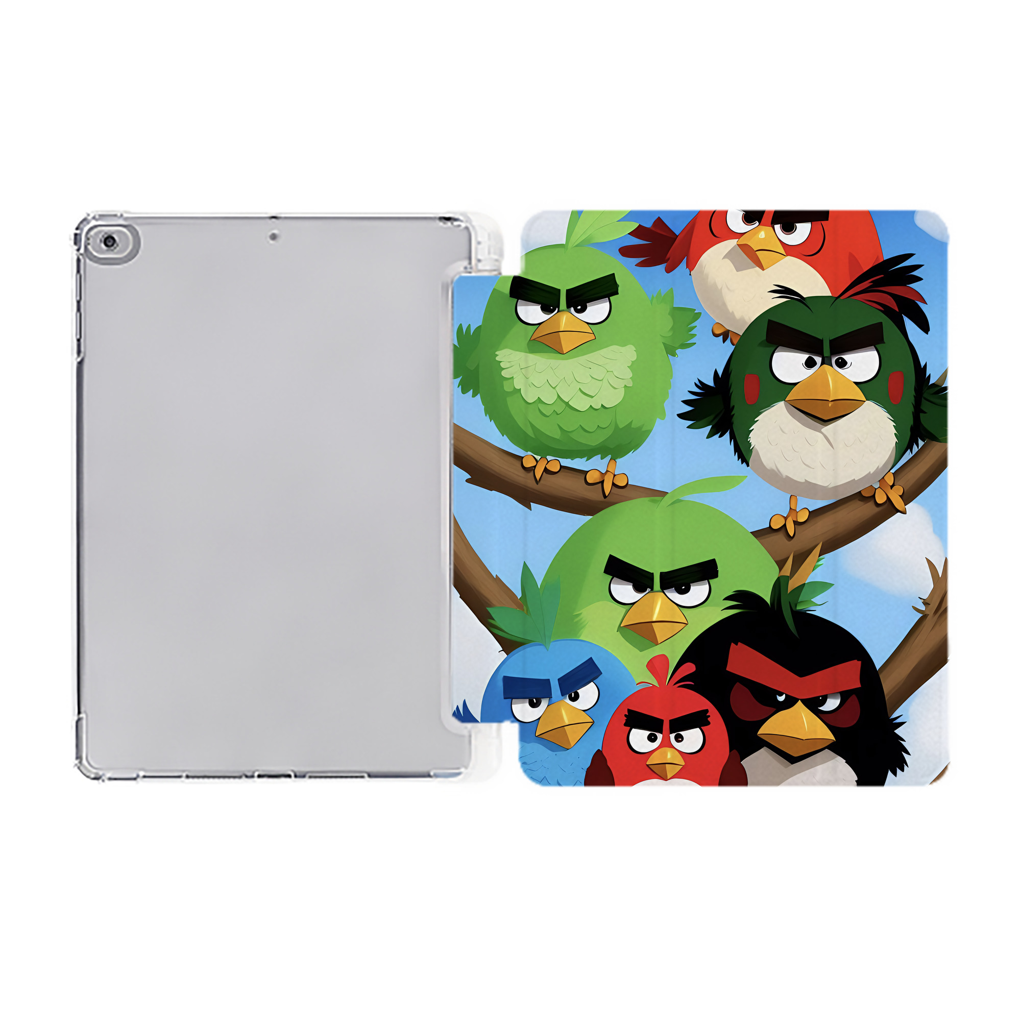 （画像用） Angry Birds アングリーバード IPad ケース ペン収納付き 三つ折りスタンド PUレザー×シリコン 対応機種9.5/10.5/10.9インチ
